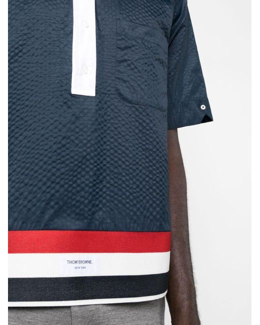 Thom Browne Blue Rwb-stripe Ripstop Polo Shirt for men