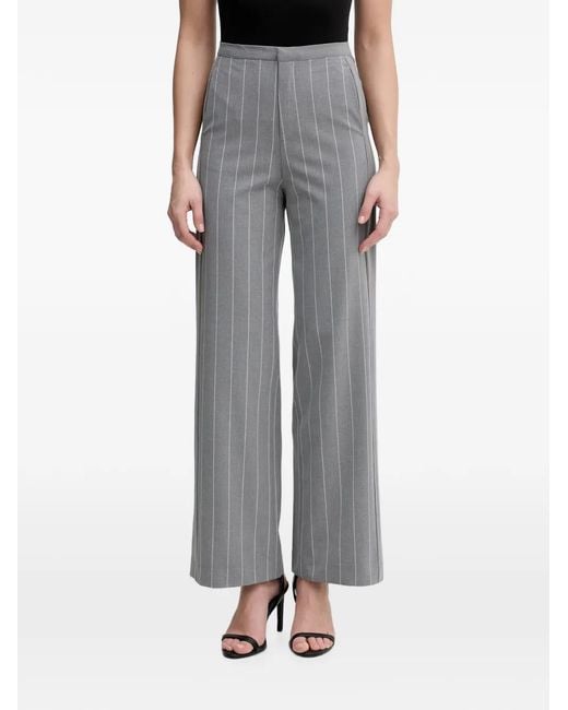 Benetton Gray Pinstripe-Pattern Wide-Leg Trousers