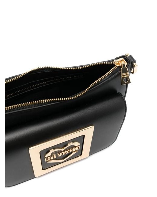 Love Moschino Black Logo-Plaque Tote Bag