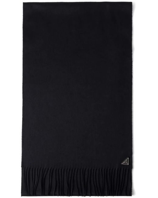 Prada Black Cashmere-Silk Knit Triangle Scarf