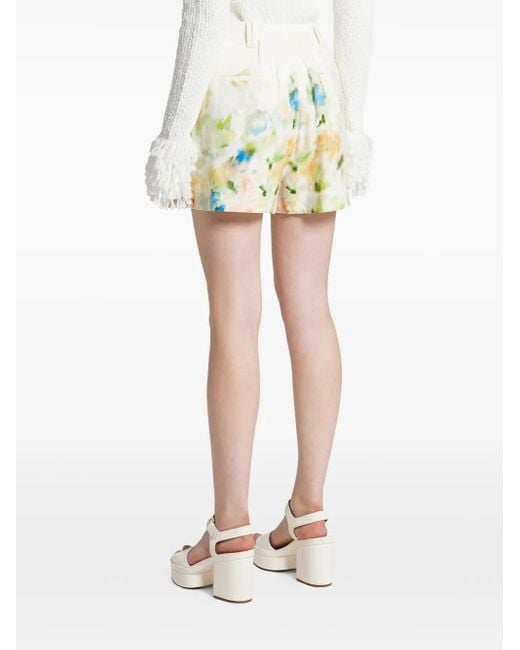 Aje. White Linen-Blend Shorts