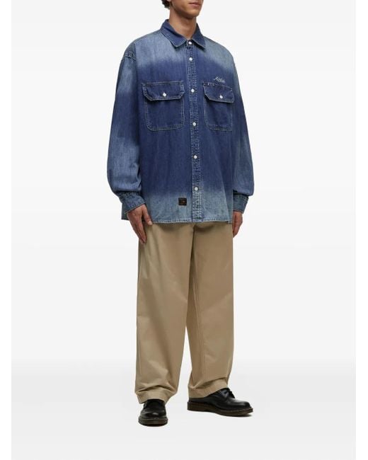 Alpha Industries Blue Ombre-Effect Denim Shirt for men