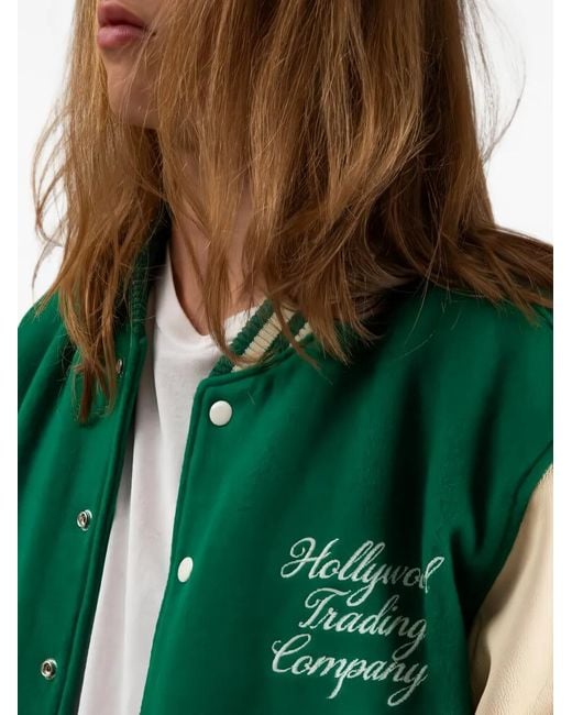 HTC Green College Logo-Embroidered Varsity Jacket for men