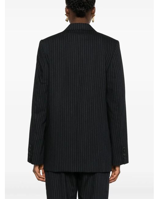 Totême  Black Pinstripe Wool-Blend Blazer