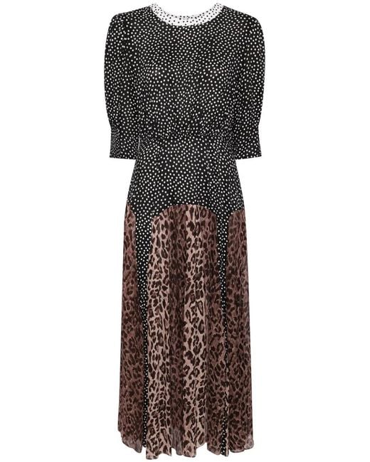 Rixo Gray "Meg" Dress Leopard Polka Dot