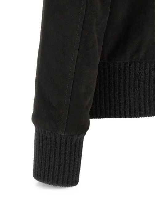 Giorgio Brato Black Suede-Finish Zip-Up Jacket for men