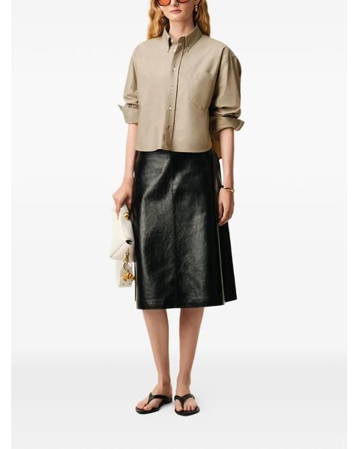 AMI Natural Cotton Cropped Embossed Ami De Coeur Shirt