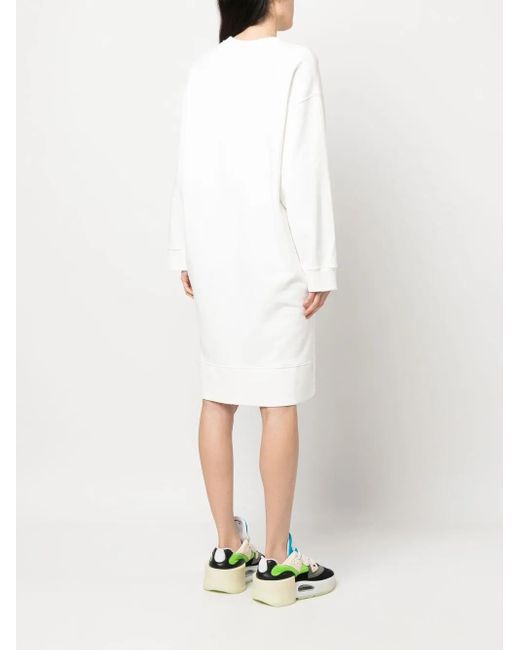 MM6 by Maison Margiela White Logo Print Sweatshirt Dress