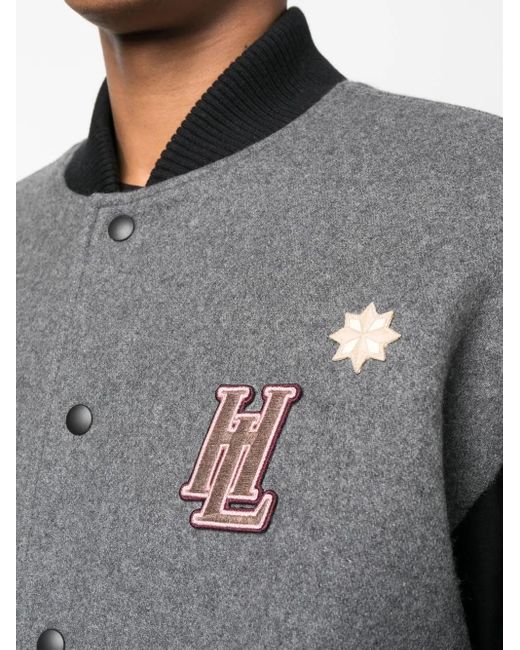 Helmut Lang Gray Logo Varsity Bomber Jacket for men