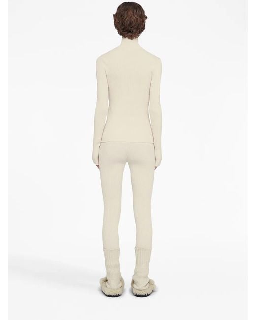 Jil Sander Natural Logo-Embroidered Ribbed-Knit Cardigan