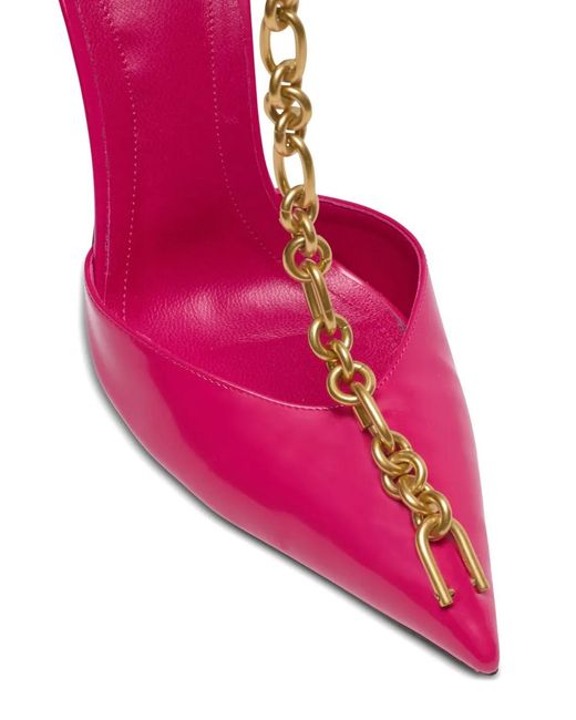 Balmain Pink Sync Shiny Pointed-Toe Pumps