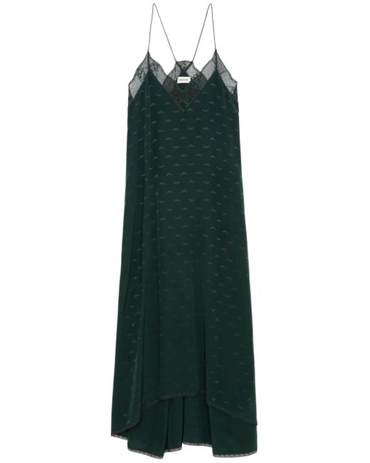 Zadig & Voltaire Green Logo-Print Slip Dress