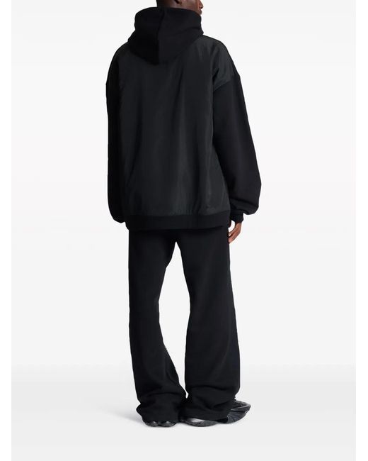 Balmain Black Jersey & Nylon Hoodie for men