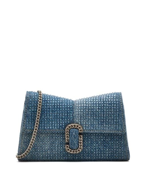 Marc Jacobs Blue The Crystal Denim St. Marc Chain Wallet