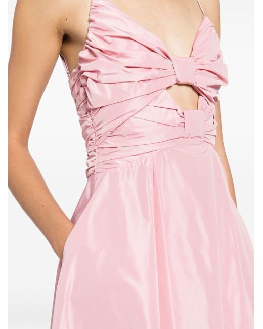 Staud Pink Dayanara Bow-embellished Midi Dress