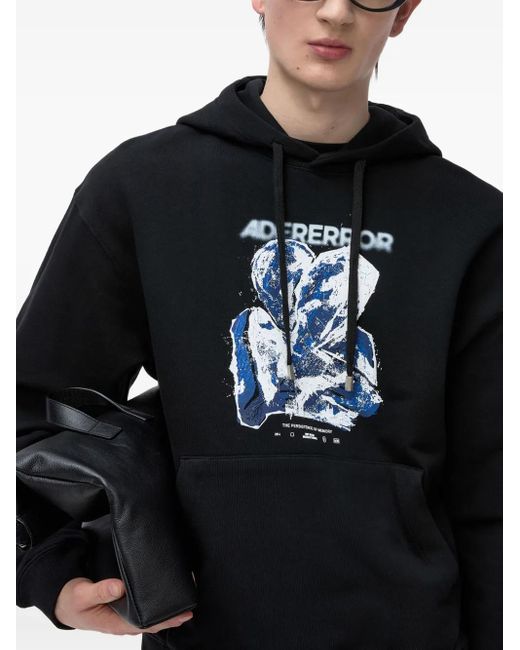 Adererror Blue Logo-Print Hoodie for men