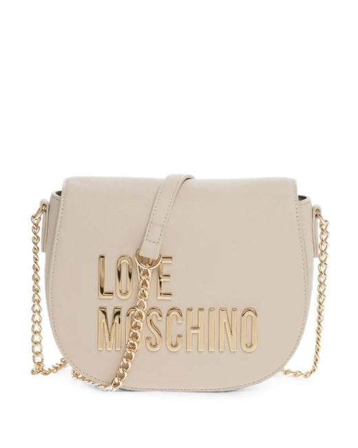 Moschino Natural Love Logo-Plaque Saddle Bag