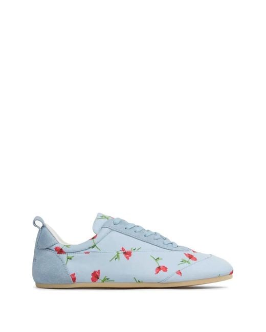 Jil Sander Blue Floral-Print Lace-Up Sneakers