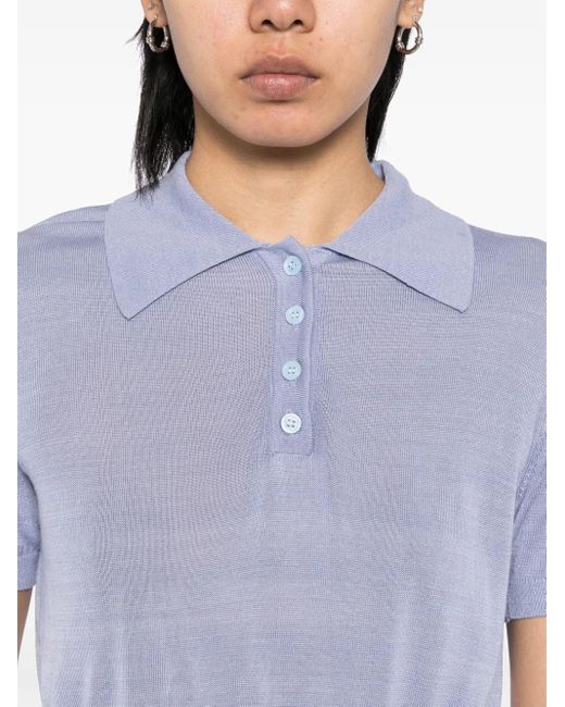 Cynthia Rowley Blue Knitted Polo Top