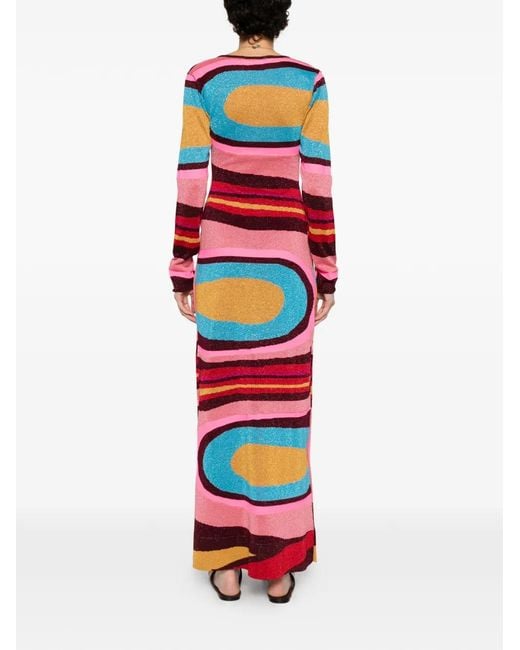 Circus Hotel Red Abstract-Pattern Maxi Dress