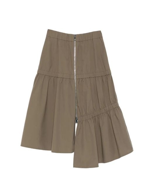 Tibi Brown Elasticated Asymmetrical Skirt