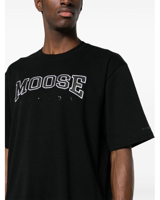 Moose Knuckles Black Logo-print Jersey T-shirt for men
