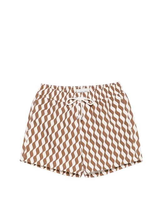 Frescobol Carioca White Rio Wave-Print Swim Shorts for men