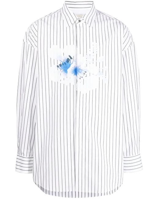 Feng Chen Wang White Floral-Print Shirt for men