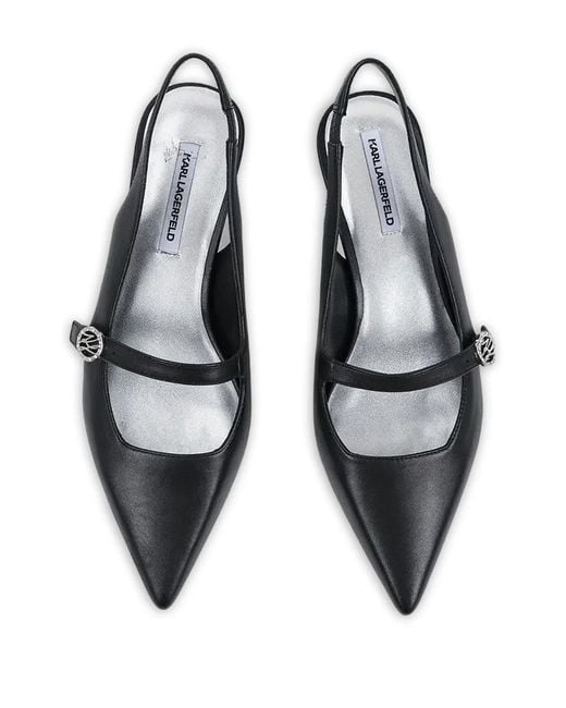 Karl Lagerfeld Black 30Mm Pasha Pointed Pumps