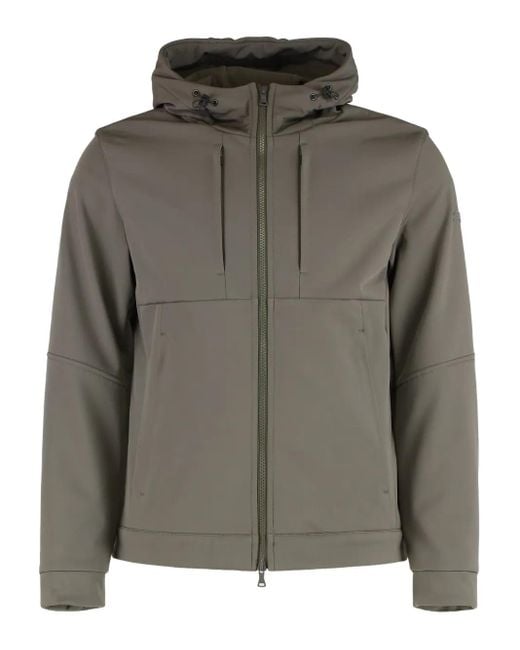 Paul & Shark Green Adjustable Hood Techno Fabric Jacket for men