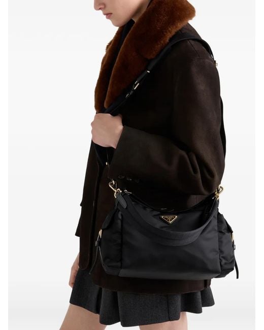 Prada Black Explore Large Re-Nylon And Leather Bag
