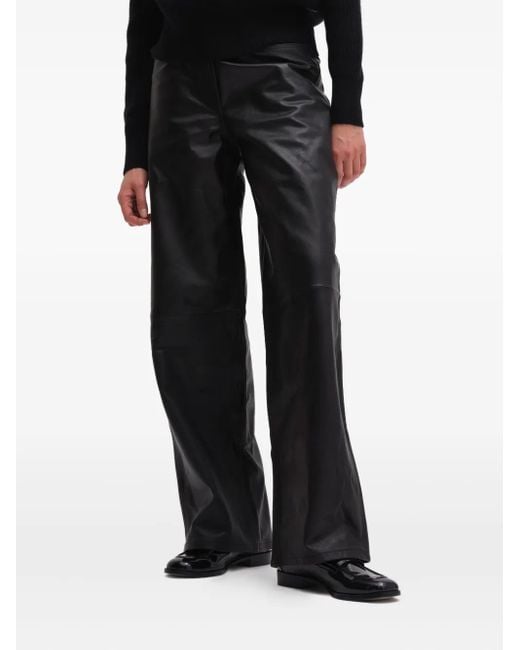 Remain Gray Cocoon Leather Panel Trousers