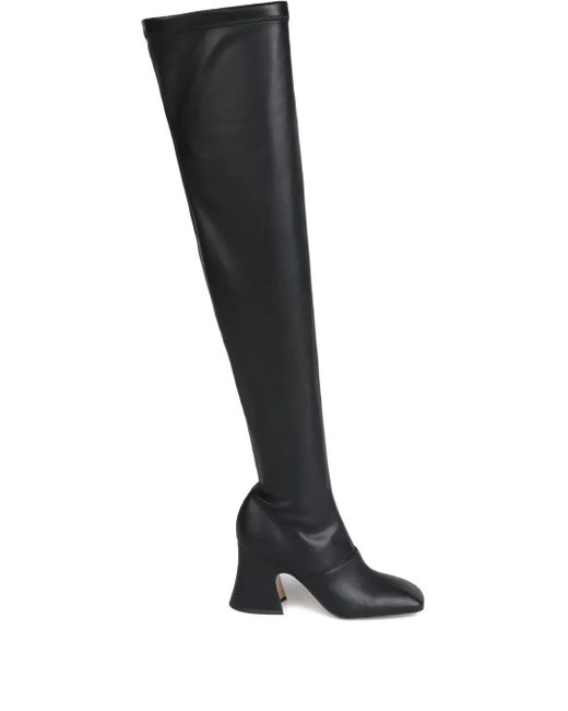 Chloé Black 80Mm Janis Stretch-Leather Square-Toe Boots
