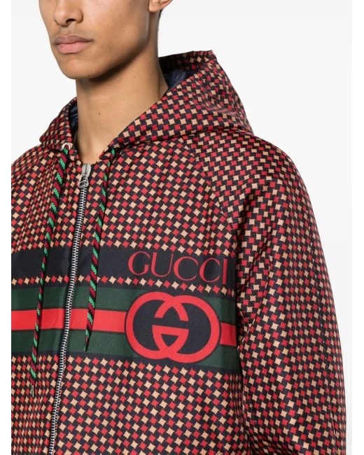 Gucci Red Canvas Geometric Logo Jacket for men
