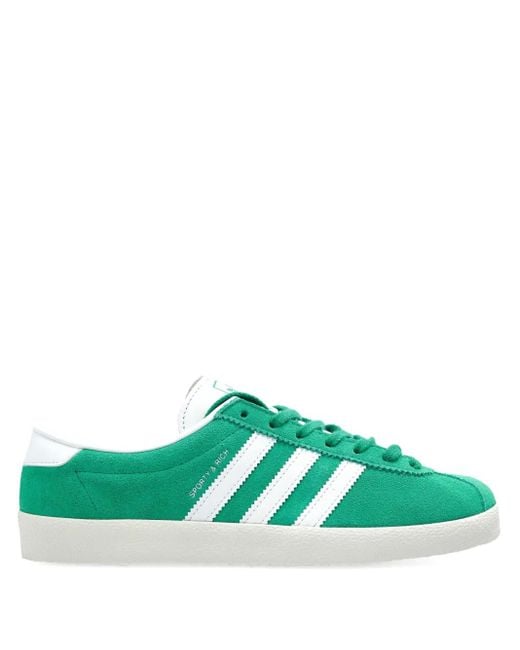 Adidas Green Three-Stripe Suede Sneakers
