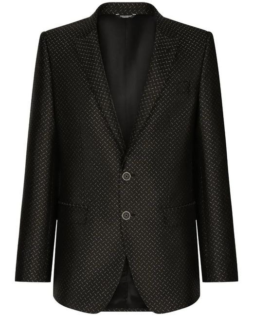 Dolce & Gabbana Black Martini-Fit Jacquard Single-Breasted Suit for men