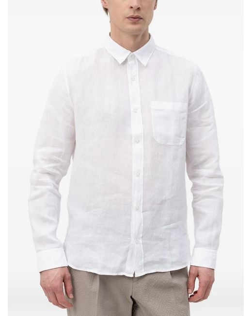 HUGO White Chest-Pocket Button-Down Shirt for men