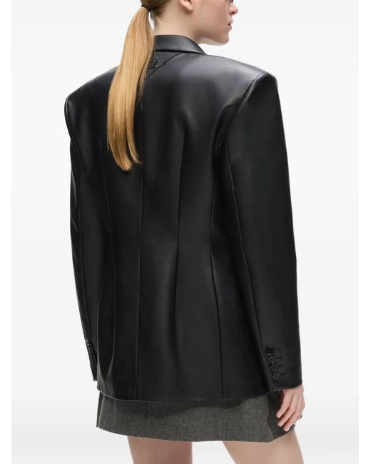 Karl Lagerfeld Black Blazer En Cuir Artificiel