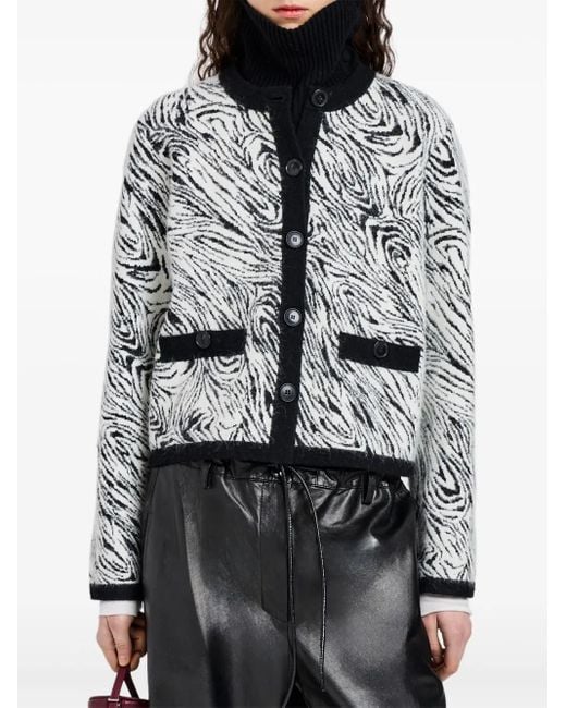 Proenza Schouler Amina ゼブラプリント カーディガン Black