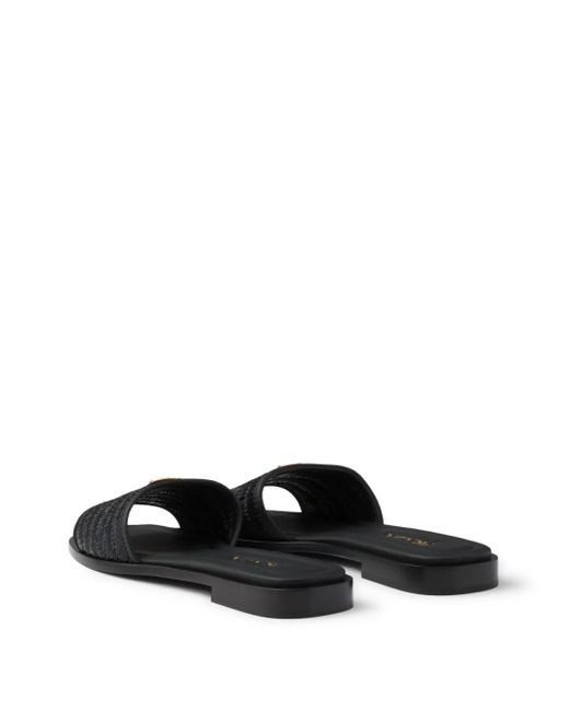 Prada Black Leather Slides