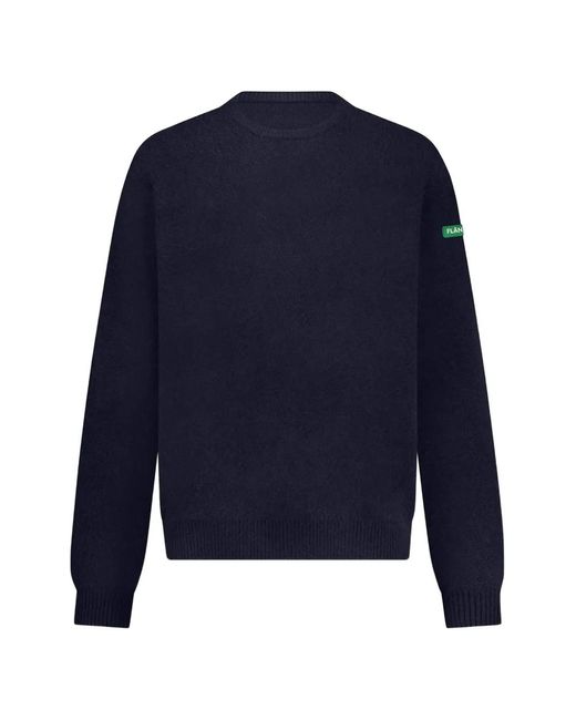 flâneur Blue Logo-Patch Crew-Neck Sweater for men