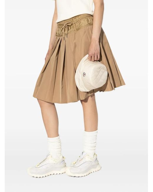 Moncler Natural Drawstring-Waist Pleated Skirt