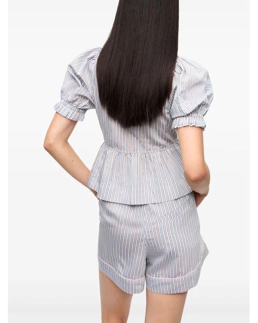 Ganni White Striped Blouse