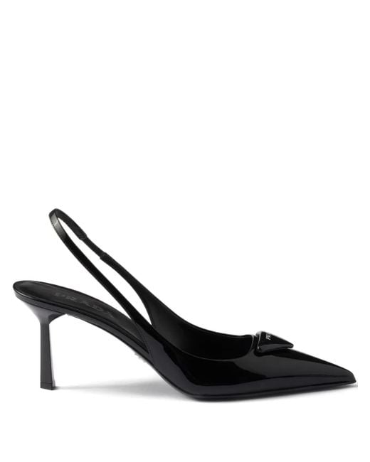 Prada Black Slingback Patent Leather Pumps