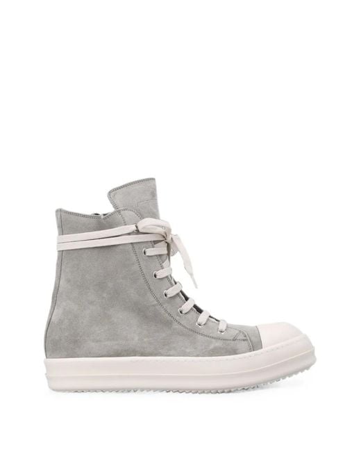 Rick Owens Gray Sneaks Lace-Up Suede Sneakers for men