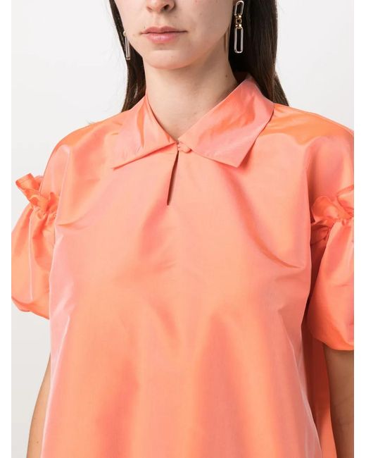 Viktor & Rolf Orange Robe Courte À Manches Bouffantes