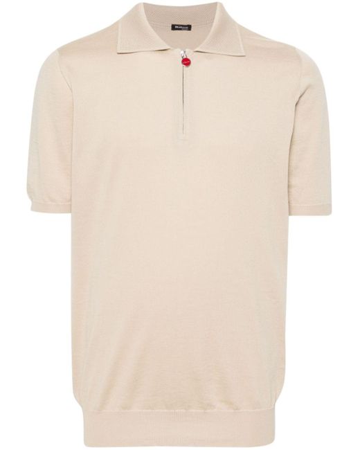 Kiton Natural Zip-fastening Knitted Polo Shirt for men