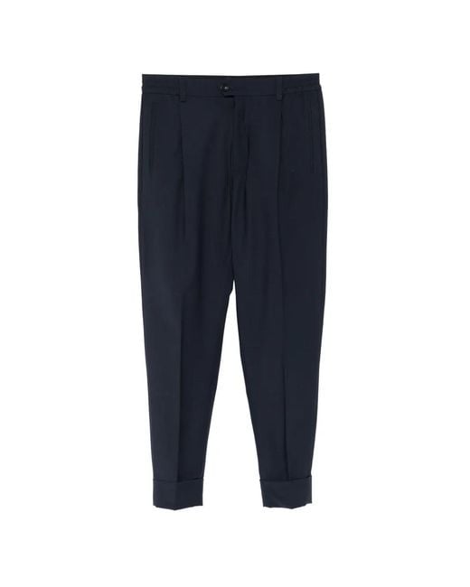 Hōsio Blue Cuffed Tailored Trousers for men