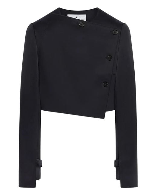 Courreges Black Klassische Oblique Jacke aus Satin