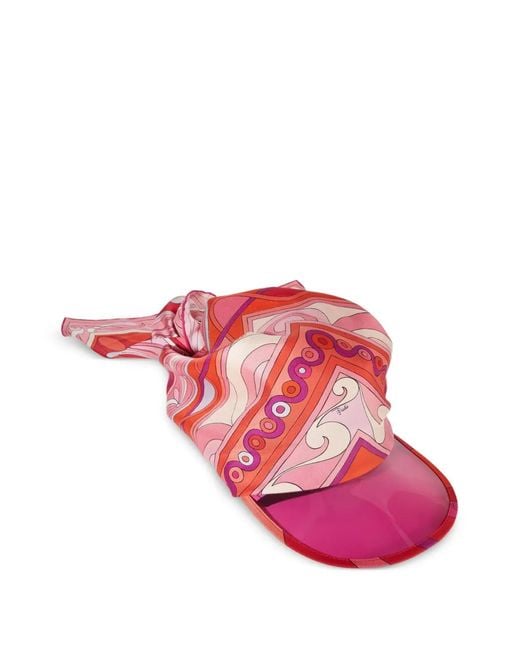 Emilio Pucci Pink Silk-Twill Visor Hat